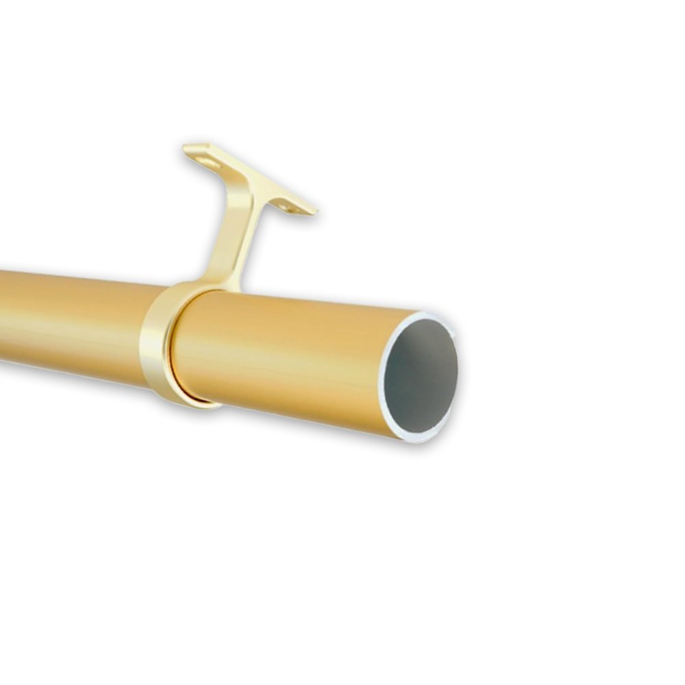 B&B Hardware Round Wardrobe Closet Rod with End Supports 33mm Thick Anodized Aluminum Matt Brass Seamless and Smooth Kit 12 to 89 Inches Long