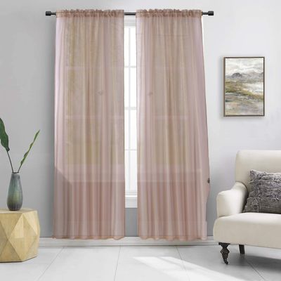 2PC Sheer Standard Size 52" Wide X 84" Lenght Solid Plain Color Soft Voile Sheer Window Curtain Panel Rod Pocket Drape Treatment for Multiple Use (Taupe Tan)