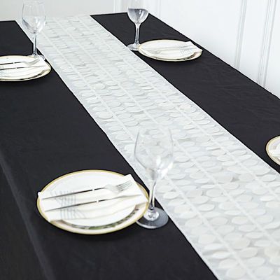Balsa Circle 12x108 in Ivory 3D Leaves Petal Design Taffeta Table Runner Wedding Party Events Reception Catering Home Decorations Supplies
