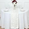 Balsa Circle 12x108 in Ivory 3D Leaves Petal Design Taffeta Table Runner Wedding Party Events Reception Catering Home Decorations Supplies view 2