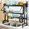 BiVoo Dish Drainers Over Sink Dish Drying Rack (25.5"-37.4"), Large Dish Drainer for Storage Kitchen Counter Organization Sink Dish Rack Display(Size : 65Cm) view 1