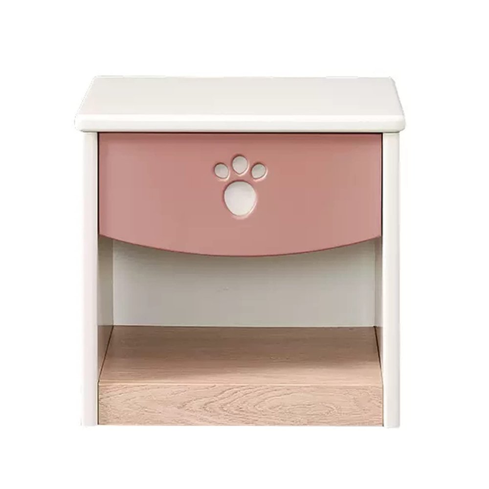 Bed Side Table Bedside Table Modern Bedroom Storage Nightstand Cute Children's Nightstand with Open Storage Compartment, Pink White, L44.5D39H48cm Night Stand