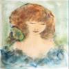 Roger Etienne, Portrait of Girl 91 Gouache On Paper, signed lower right view 1