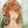 Roger Etienne, Portrait of Girl 91 Gouache On Paper, signed lower right view 2