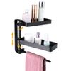 BAHELS Shower Caddy Shower Caddy Bathroom Floating Shelves, Foldable Shelf with Towel Holder Bath Shower Corner Storage over the Toilet Bathroom Organizer view 2