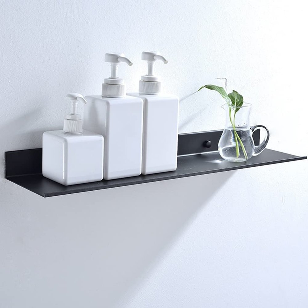 BAHELS Shower Caddy Bathroom Accessories, Space Aluminum Black Bathroom Shelves, Kitchen Wall Shelf, Shower Storage Rack, 30-60cm Bathroom Organizer (Color : 60cm-Black)