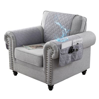 Arm Covers for Arms, Sofa Headrest Covers Sofa Armrest Covers - Recliner Sofa Arm Covers for Sofa 2 Seater 4 Pcs with Pockets, Water Slipcover for Arms (Light Gray,2 Seater |