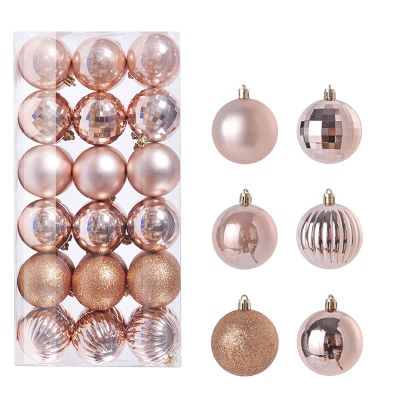 36Pcs 1.18" Christmas Tree Ornaments Sets, Shatterproof Plastic Christmas Tree Balls Decorations Xmas Tree Hanging Decor Christmas Tree Ornaments for Christmas Tree Multi-Styles