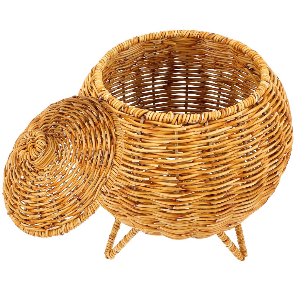 Zerodeko Convenient Woven Storage Basket Lid Multi-function Holder and Household Fruit Organizer for Natural Craftsmanship