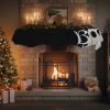 Falaniique Halloween Fireplace Mantel Scarf Cover, Mantel Shelf Top Scarf Runner for Christmas Halloween Thanksgiving Fall Indoor Decorations Spooky Horror Ghost Black White 70'' L x 17'' W view 4