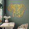 Cadeali Elephant Metal Wall Art - Large Animal Head Wall Decor, Modern Design for Living Room (Gold, 30"x22" | 76x57 cm) view 1