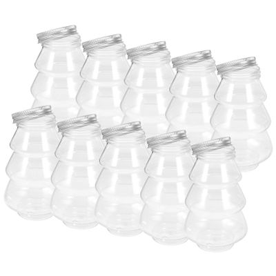Hemoton 10pcs Plastic Juice Bottles with Lid - 500ml Christmas Tree Shaped Water Bottles Clear Candy Jar Empty Beverage Container for Smoothies, Milk, Party Favors