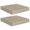 Camerina Wall Shelves 2 pcs Oak 9.1"x9.3"x1.5" MDF Shelving Wall Mounted Shelves for Bedroom Shelves for Wall Wall Shelves view 2