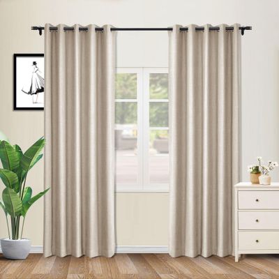 coloeaf Blackout Curtains 84 Inches Long for Sliding Door Faux Linen Textured Thermal Curtains for Patio Doors Living Room Bedroom Farmhouse 100" Wx84 L Grommet Curtains Tapioca 1 Panel