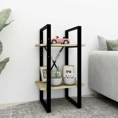 Camerina 2-Tier Book Cabinet Sonoma Oak 15.7"x11.8"x27.6" Engineered Wood Office Bookcase Cubicle Shelf Book Storage Shelf Storage