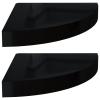 Camerina Corner Shelves 2 pcs High Gloss Black 9.8"x9.8"x1.5" MDF Corner Shelves Corner Wall Shelves Corner Shelf view 3