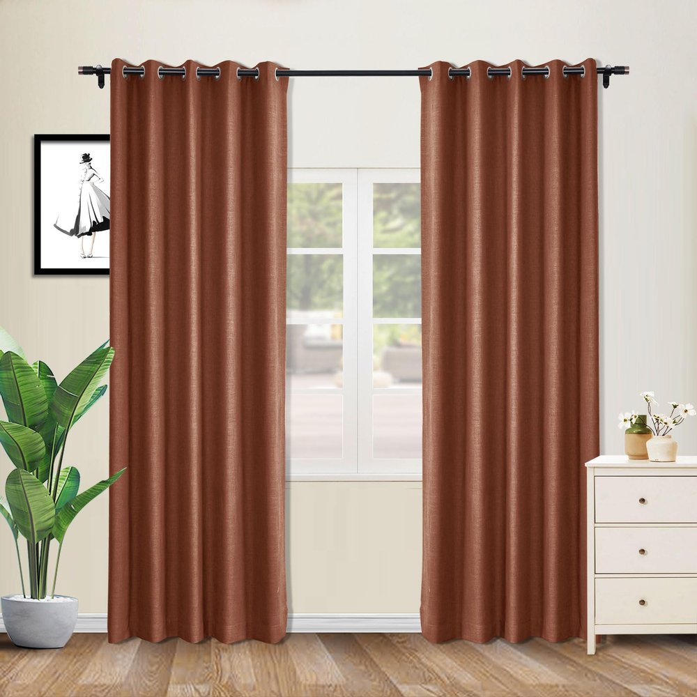 coloeaf Blackout Curtains 84 Inches Long for Sliding Door Faux Linen Textured Thermal Curtains for Patio Doors Living Room Bedroom Farmhouse 100" Wx84 L Grommet Curtains FireBrick 1 Panel