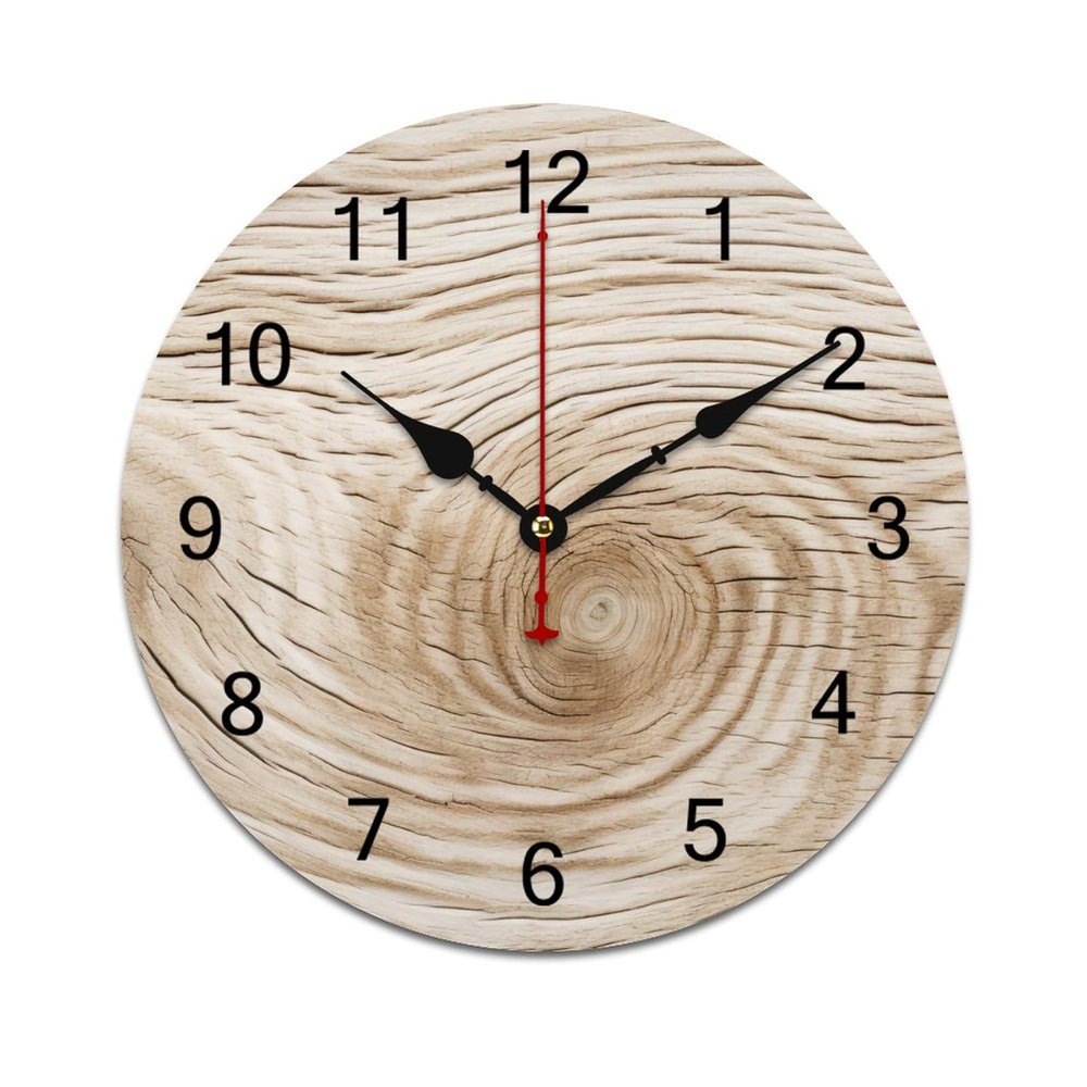 Rustic Country Wall Clock 10" Non-Ticking Silent Battery Operated Round Wooden Clock Farmhouse Holiday Seasonal Home Decor Clock for Office School Classroom Birthday Gift