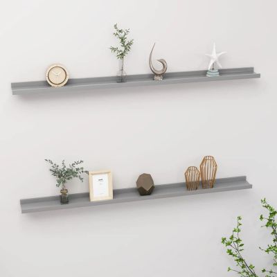 Camerina Wall Shelves 2 pcs Shelving Wall Mounted Bedroom Decor Shelves for Wall Storage Shelves Decorative Shelves Gray 45.3"x3.5"x1.2"