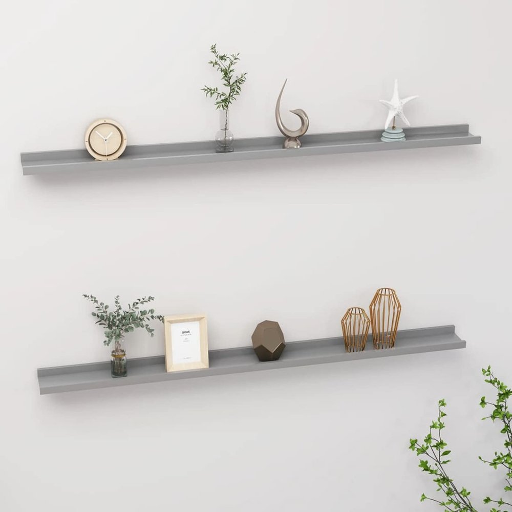 Camerina Wall Shelves 2 pcs Shelving Wall Mounted Bedroom Decor Shelves for Wall Storage Shelves Decorative Shelves Gray 45.3"x3.5"x1.2"