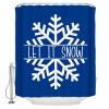 Christmas Shower Curtain for Bathroom 72" x 96" LET IT Snow Christmas White Snowflake Blue Shower Curtain with Hooks Polyester Waterproof Home Bathtub Decor view 1