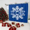 Christmas Shower Curtain for Bathroom 72" x 96" LET IT Snow Christmas White Snowflake Blue Shower Curtain with Hooks Polyester Waterproof Home Bathtub Decor view 2