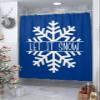 Christmas Shower Curtain for Bathroom 72" x 96" LET IT Snow Christmas White Snowflake Blue Shower Curtain with Hooks Polyester Waterproof Home Bathtub Decor view 3