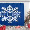 Christmas Shower Curtain for Bathroom 72" x 96" LET IT Snow Christmas White Snowflake Blue Shower Curtain with Hooks Polyester Waterproof Home Bathtub Decor view 4