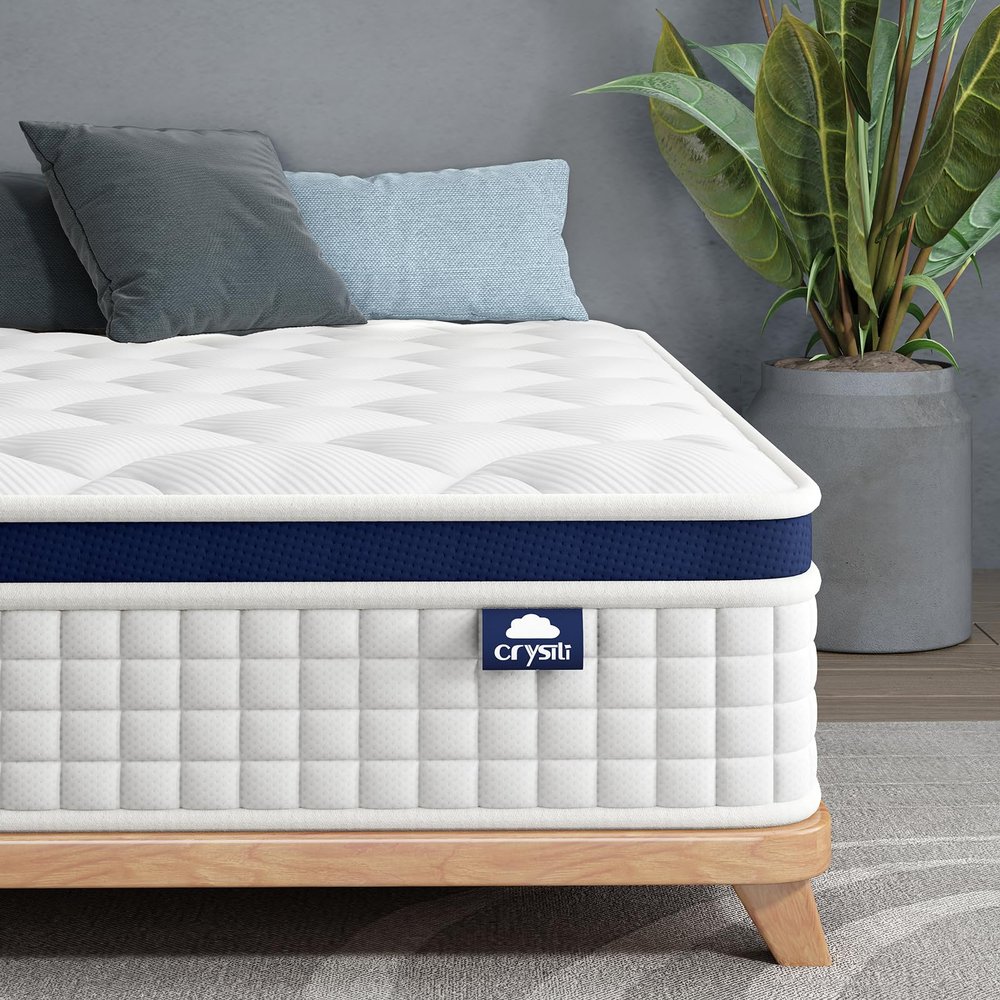 Crystli Queen Mattress 13 Inch Hybrid Mattress Bed in a Box, Medium Firm Support, Pressure & Pain Relief for All Sleepers, CertiPUR-US Certified, Reinforced Edge Support, Motion Isolation