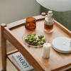 Coffee End Table Rustic Wood Side Table, Modern Mobile End Table for Living Room with Removable Tray, Sofa Side Tables with Storage Shelf and Wheels, 2 Tier Shelf Corner Bedside Table for Small Spaces view 4