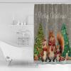 Christmas Shower Curtain for Bathroom 72" x 78" Merry Christmas Retro Blue Squirrel with Gifts Xmas Tree Shower Curtain with Hooks Polyester Waterproof Home Bathtub Decor view 2