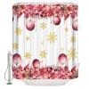 Christmas Shower Curtain for Bathroom 72" x 84" Christmas Pink Poinsettia Lace Light Balls Snowflake White Background Shower Curtain with Hooks Polyester Waterproof Home Bathtub Decor view 1