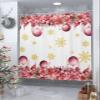 Christmas Shower Curtain for Bathroom 72" x 84" Christmas Pink Poinsettia Lace Light Balls Snowflake White Background Shower Curtain with Hooks Polyester Waterproof Home Bathtub Decor view 3