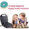 Donut Maker Machine withTemperature, Dual Sided Heating, 12 Hole Design, Kitchen Cake Pancake Donut Maker, Material, US Plug 110V for Home or Small Commercial Use view 2