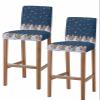 Anzona Navy Blue Snowman Christmas Bar Stool Cover Set of 2, Winter Xmas Tree Snowflake Stretch Bar Chair Cover, Removable Washable Pub Counter Stool Chair Slipcover for Kitchen Dining Room Pub Cafe view 1