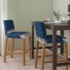 Anzona Navy Blue Snowman Christmas Bar Stool Cover Set of 2, Winter Xmas Tree Snowflake Stretch Bar Chair Cover, Removable Washable Pub Counter Stool Chair Slipcover for Kitchen Dining Room Pub Cafe view 2