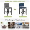 Anzona Navy Blue Snowman Christmas Bar Stool Cover Set of 2, Winter Xmas Tree Snowflake Stretch Bar Chair Cover, Removable Washable Pub Counter Stool Chair Slipcover for Kitchen Dining Room Pub Cafe view 3