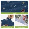 Anzona Navy Blue Snowman Christmas Bar Stool Cover Set of 2, Winter Xmas Tree Snowflake Stretch Bar Chair Cover, Removable Washable Pub Counter Stool Chair Slipcover for Kitchen Dining Room Pub Cafe view 4