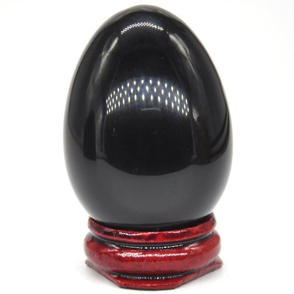 AAKOMA 35x50mm Natural Black Obsidian Oval Stone Suitable for Furniture Decoration