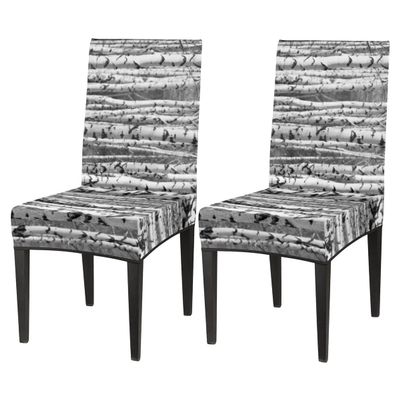 bisibuy Birch Trees Dining Room Chair Slipcovers for Parson Chair Covers Protector, Stretch Grey Black Kitchen Dining Chair Cover Removable Washable for Home, Banquet Ceremony Party 2 PCS