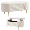 Storage Bench, Modern End of Bed Bench with Storage Upholstered Sherpa Fabric Large Storage Bench Ottoman Shoe Stool for Bedroom, Living Room, Entryway (Beige) view 1