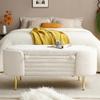 Storage Bench, Modern End of Bed Bench with Storage Upholstered Sherpa Fabric Large Storage Bench Ottoman Shoe Stool for Bedroom, Living Room, Entryway (Beige) view 2