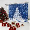 Christmas Blue Shower Curtain, Winter Snowflake Waterproof Washable Funny Cute Shower Curtains Set for Bathroom Bathtubs Aesthetic Decor Blue Xmas Geometric Bathroom Curtains 60"Wx72"L with Hooks view 1