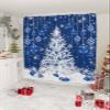Christmas Blue Shower Curtain, Winter Snowflake Waterproof Washable Funny Cute Shower Curtains Set for Bathroom Bathtubs Aesthetic Decor Blue Xmas Geometric Bathroom Curtains 60"Wx72"L with Hooks view 2