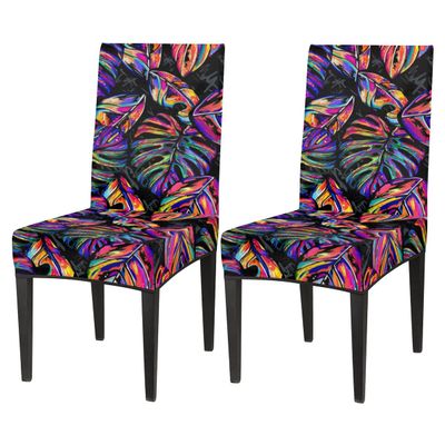 bisibuy Vibrant Tropic Art Chair Covers for Dining Room 2 Pack, Palm Leaf Stretch Parson/Dining Chair Slipcover Universal Fit Chair Protector for Home,Dining Room, Restaurant,Banquet