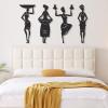 African Women Metal Wall Decor, African American Metal Wall Art, Set of 4 African Women Wall Decoration, Woman Figure Wall Decor, Metal Wall Decor for Living Room, Home Bedroom Decor (Black, 56"x35" | 142x90cm) view 2