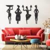 African Women Metal Wall Decor, African American Metal Wall Art, Set of 4 African Women Wall Decoration, Woman Figure Wall Decor, Metal Wall Decor for Living Room, Home Bedroom Decor (Black, 56"x35" | 142x90cm) view 3