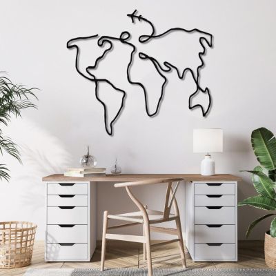 ALYSSE Metal World Map - 2 Pieces Geometric World Map Decor,World Map Wall Art,Housewarming Gift,World Map,Home Decor,Wall Decor for Living Room(53"x40"/135x101cm (2 pieces))