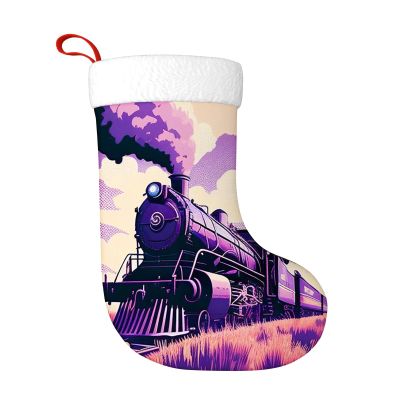 Yioniii Christmas Stockings,Steam Train in The Field Pattern Xmas Stocking, Holiday and Family Stocking for Fireplace Christmas Holiday Party Decoration 18 Inches Multicolour