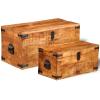 Gecheer Wooden Storage Chest Set, Handmade Solid Mango Wood, 2-Piece Set for Home Organization view 2